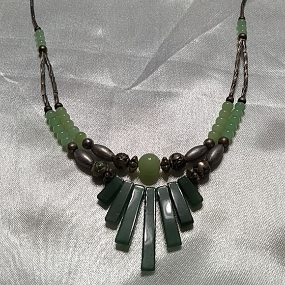 Jade & Metal Necklace made in Monterey, Calif. - Picture 2 of 4